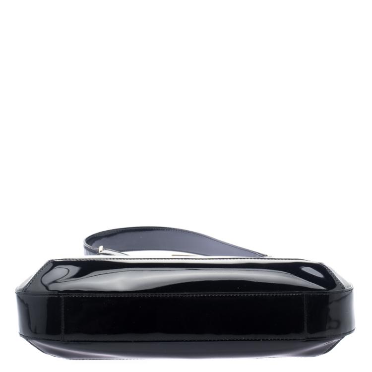 Pre Owned Salvatore Ferragamo Black Patent Leather Shoulder Bag