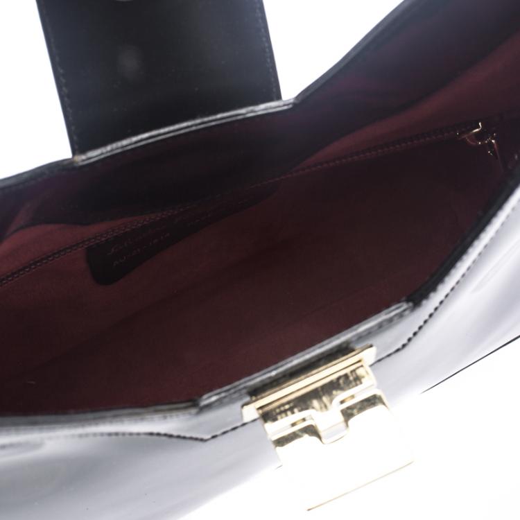 Pre Owned Salvatore Ferragamo Black Patent Leather Shoulder Bag