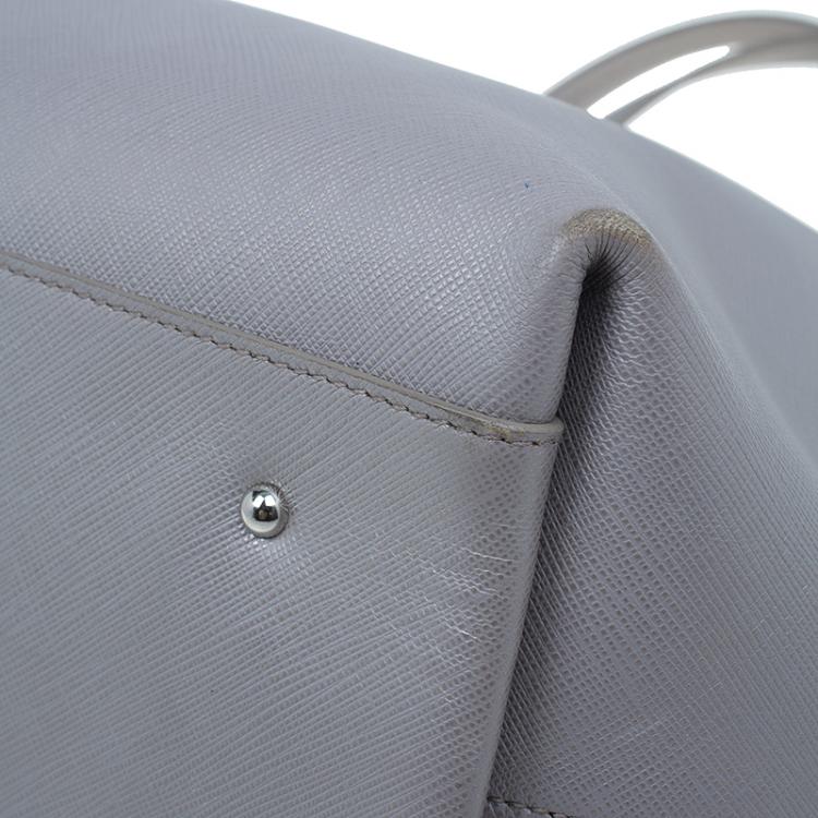 Pre Owned Salvatore Ferragamo Grey Leather Shopper Tote