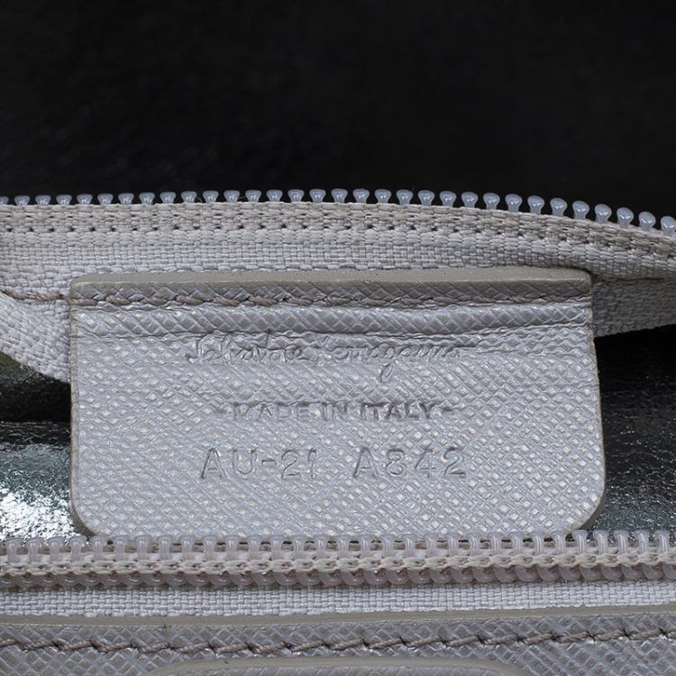 Pre Owned Salvatore Ferragamo Grey Leather Shopper Tote