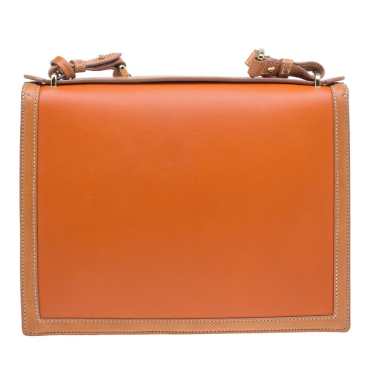 Pre Owned Salvatore Ferragamo Orange Bi Color Leather Marisol Shoulder Bag