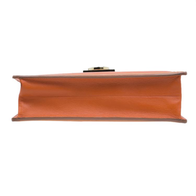 Pre Owned Salvatore Ferragamo Orange Bi Color Leather Marisol Shoulder Bag