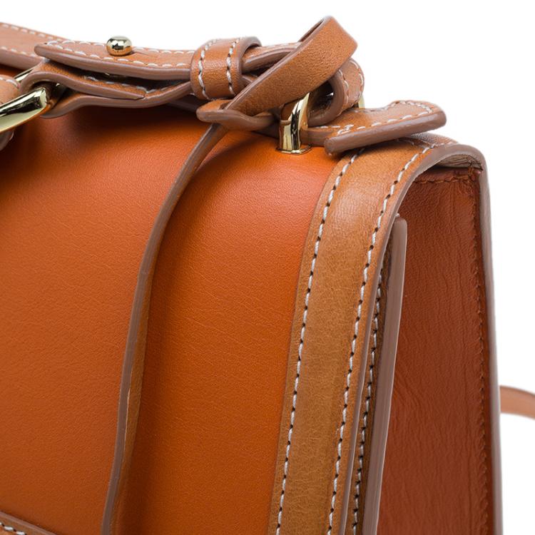 Pre Owned Salvatore Ferragamo Orange Bi Color Leather Marisol Shoulder Bag