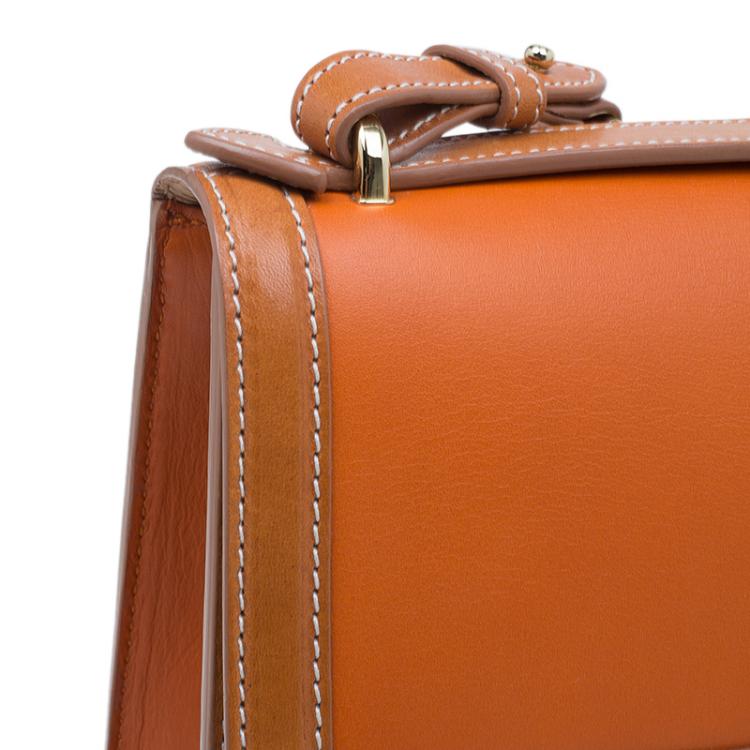Pre Owned Salvatore Ferragamo Orange Bi Color Leather Marisol Shoulder Bag