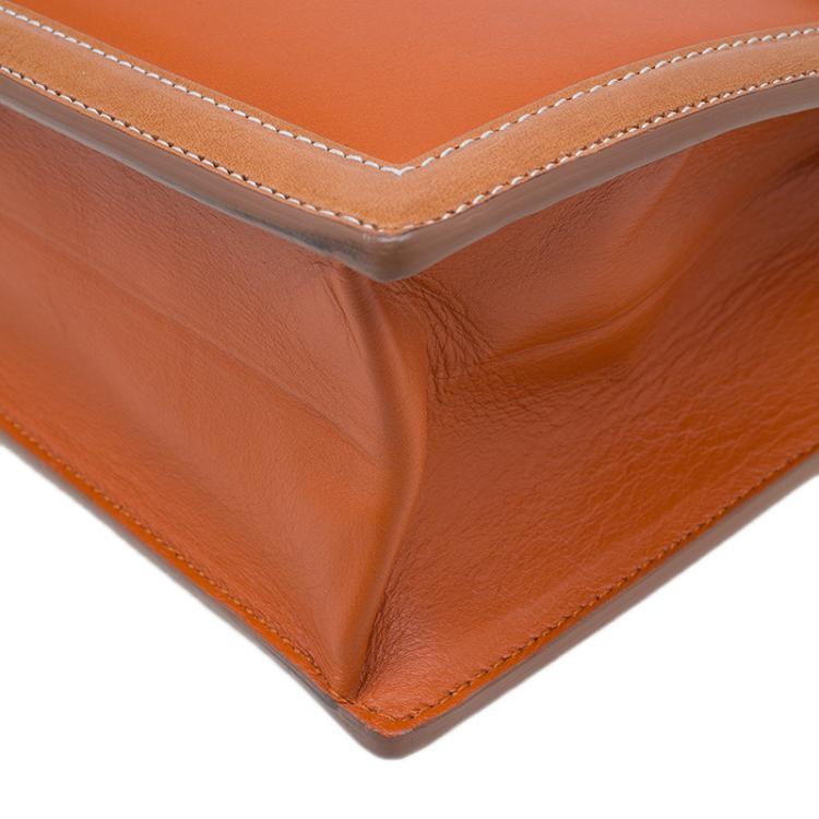 Pre Owned Salvatore Ferragamo Orange Bi Color Leather Marisol Shoulder Bag