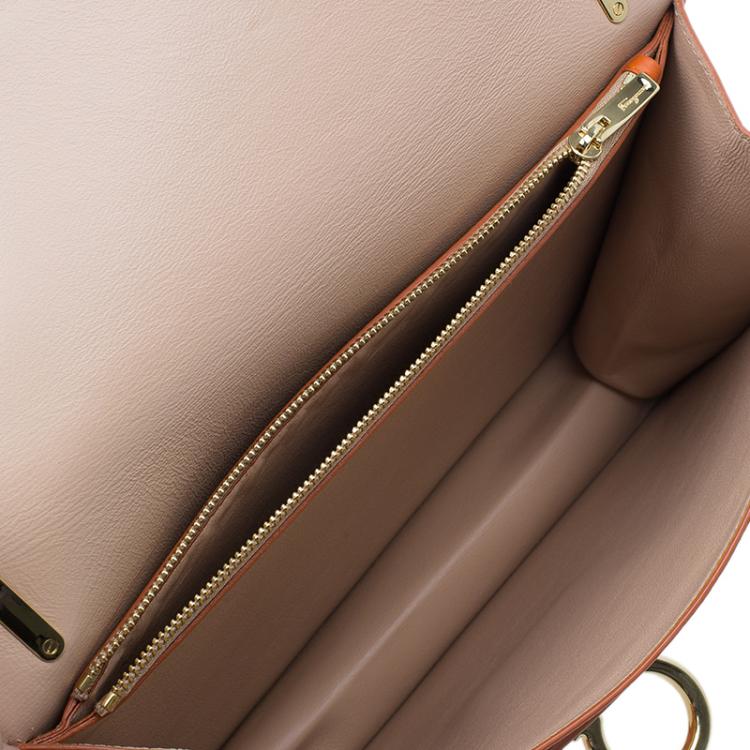 Pre Owned Salvatore Ferragamo Orange Bi Color Leather Marisol Shoulder Bag