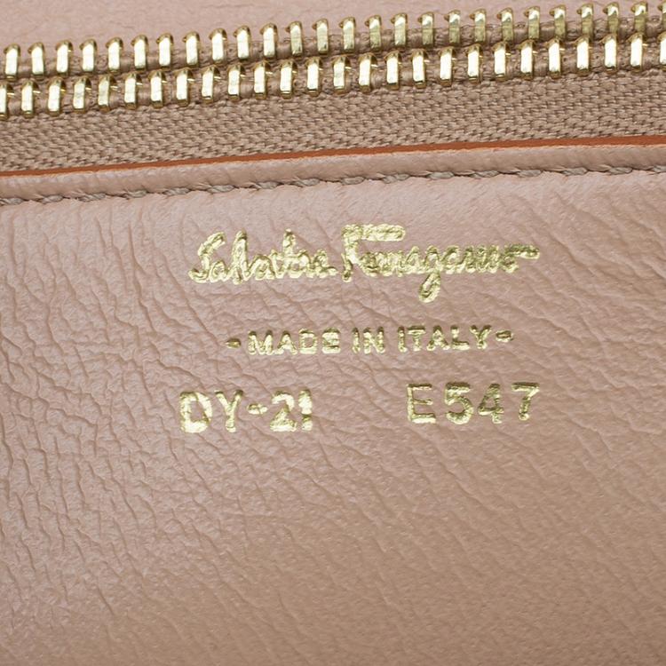 Pre Owned Salvatore Ferragamo Orange Bi Color Leather Marisol Shoulder Bag