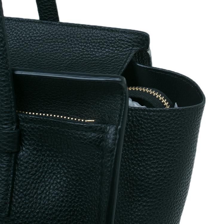 Pre Owned Salvatore Ferragamo Black Pebbled Leather Medium Amy Tote Bag