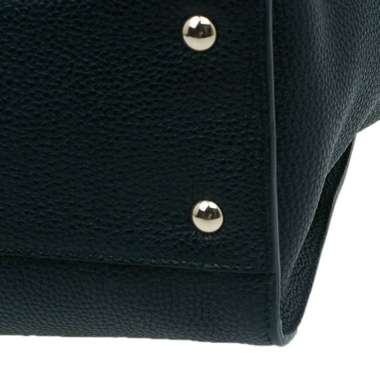 Pre Owned Salvatore Ferragamo Black Pebbled Leather Medium Amy Tote Bag