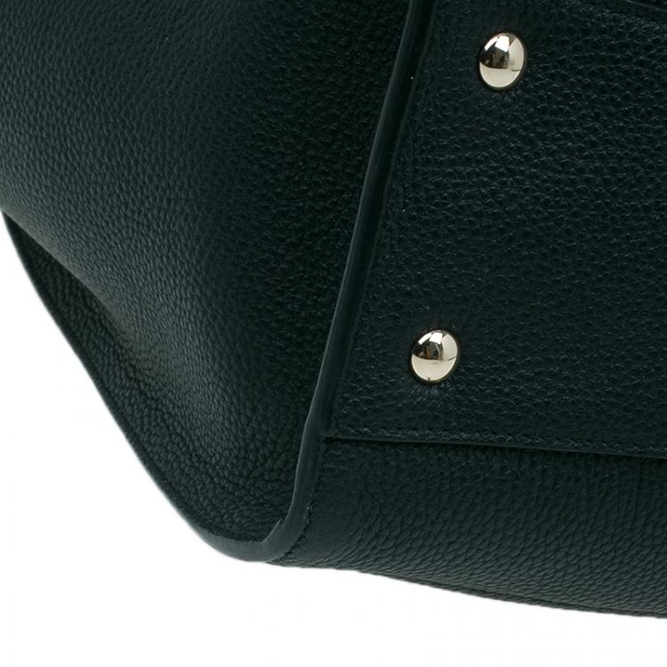 Pre Owned Salvatore Ferragamo Black Pebbled Leather Medium Amy Tote Bag