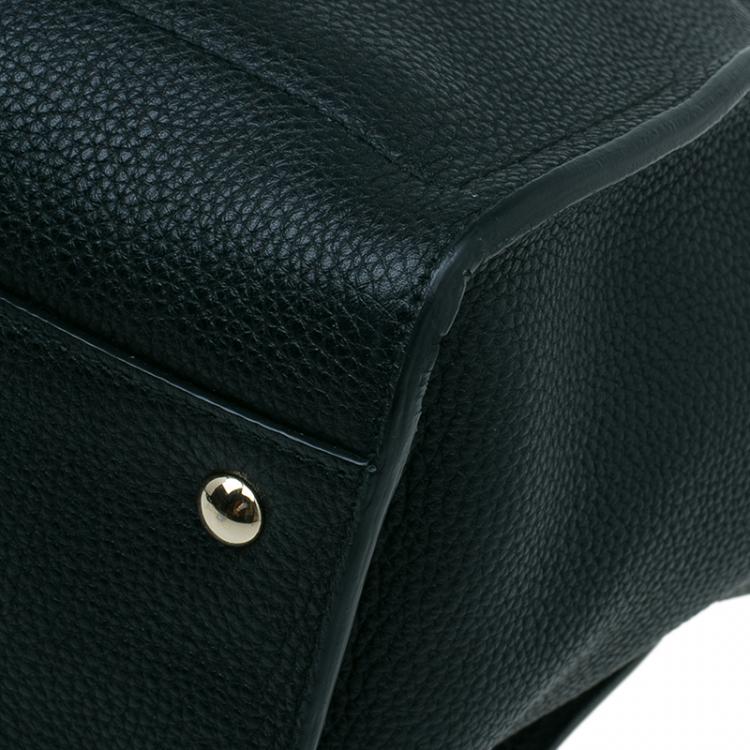 Pre Owned Salvatore Ferragamo Black Pebbled Leather Medium Amy Tote Bag