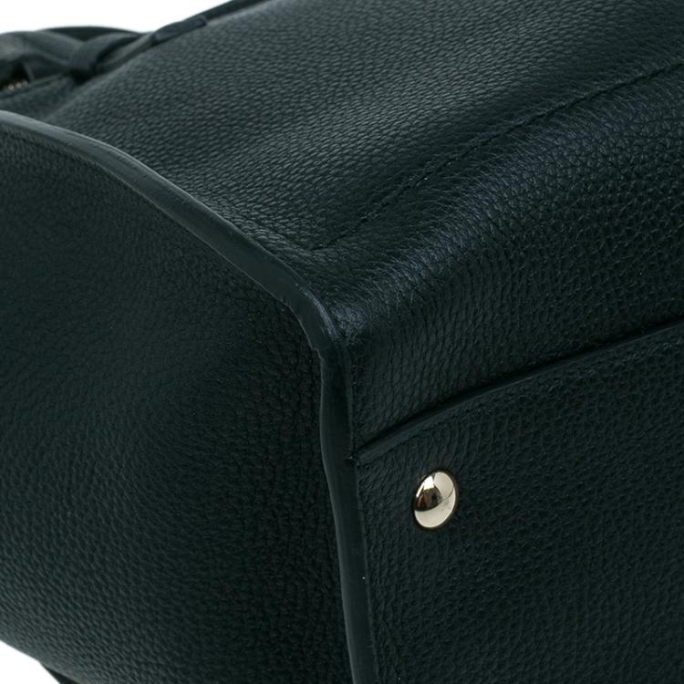 Pre Owned Salvatore Ferragamo Black Pebbled Leather Medium Amy Tote Bag