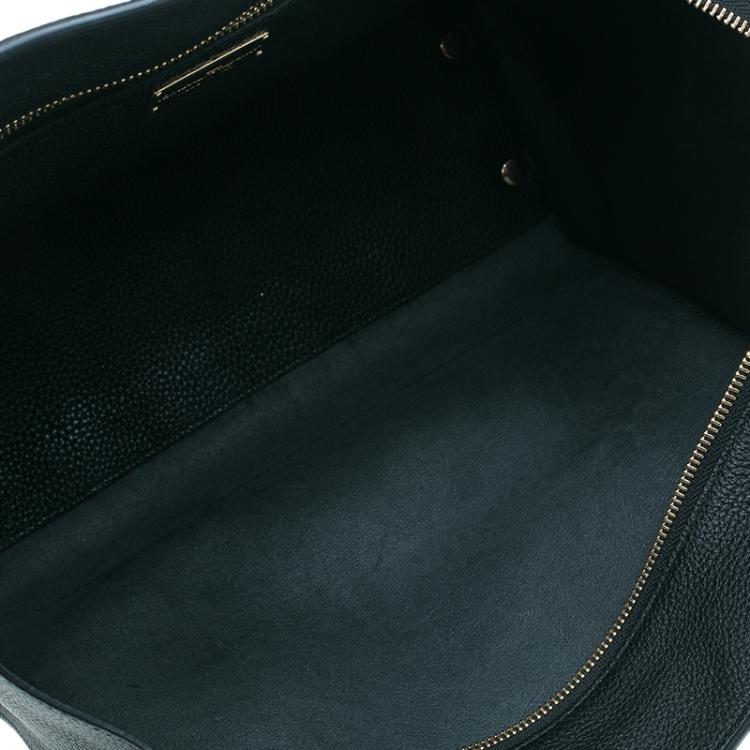 Pre Owned Salvatore Ferragamo Black Pebbled Leather Medium Amy Tote Bag