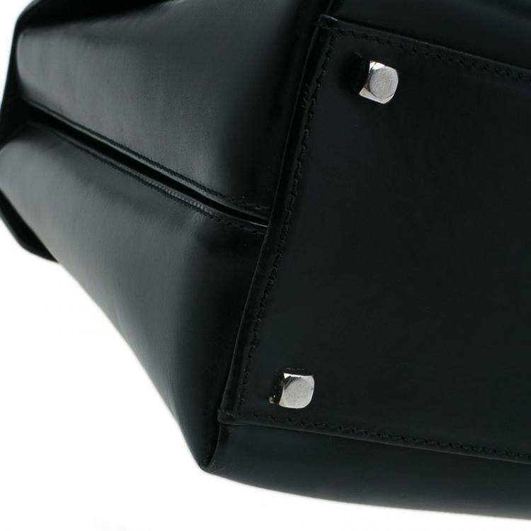 Pre Owned Salvatore Ferragamo Black Leather Kelly Top Handle Bag