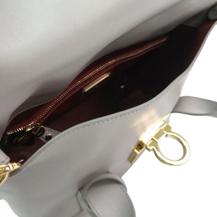 Pre Owned Salvatore Ferragamo Lavender Calfskin Leather Small Sookie Satchel
