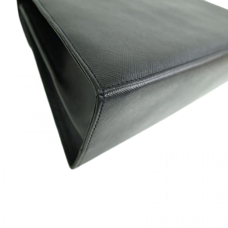 Pre Owned Salvatore Ferragamo Black Embossed Calfskin Leather Kelly Top Handle Shoulder Bag