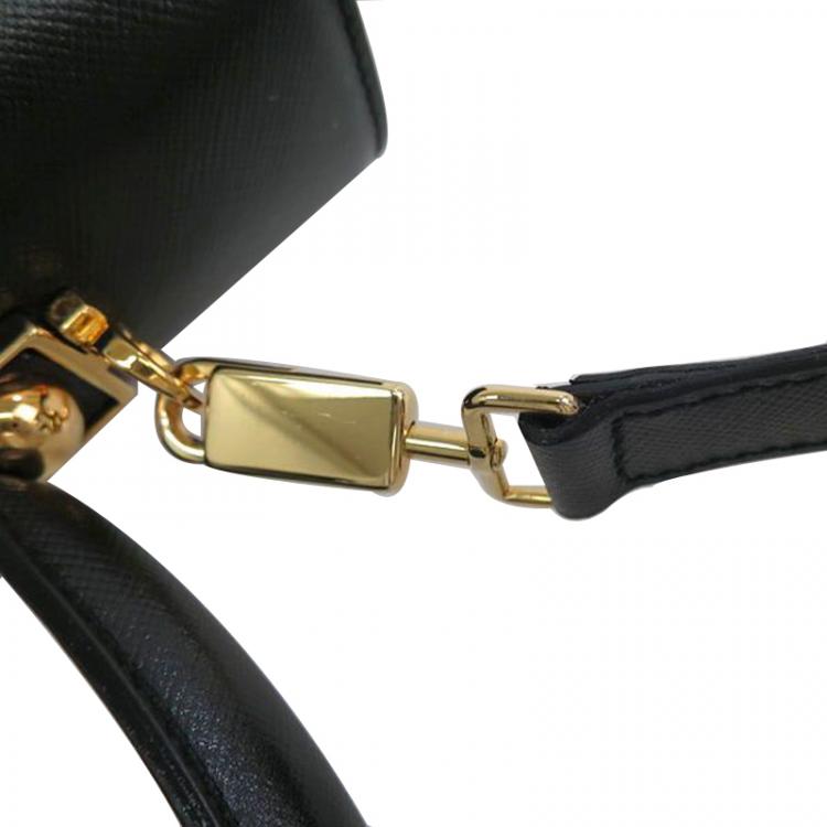 Pre Owned Salvatore Ferragamo Black Embossed Calfskin Leather Kelly Top Handle Shoulder Bag