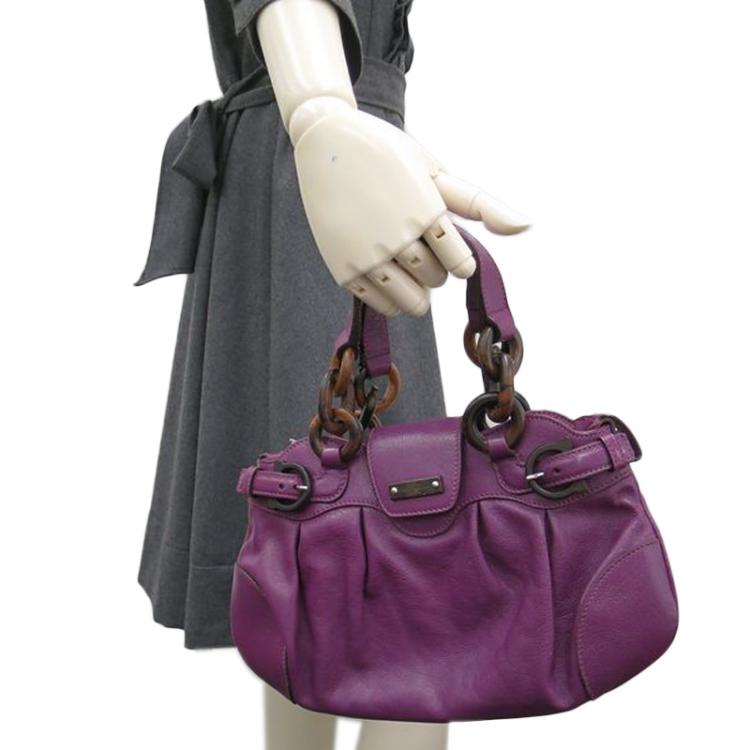 Pre Owned Salvatore Ferragamo Purple Leather Marisa Shoulder Bag