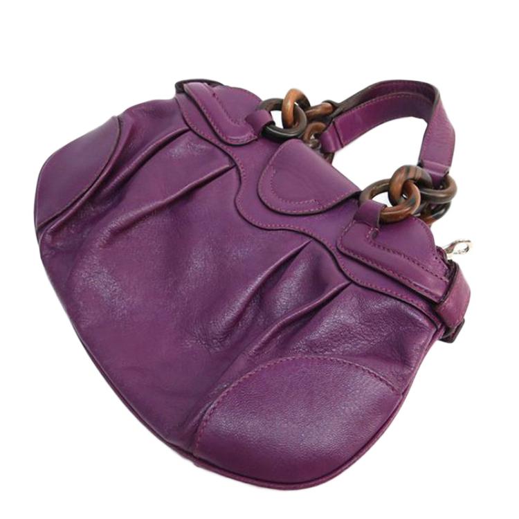 Pre Owned Salvatore Ferragamo Purple Leather Marisa Shoulder Bag