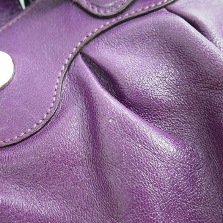 Pre Owned Salvatore Ferragamo Purple Leather Marisa Shoulder Bag