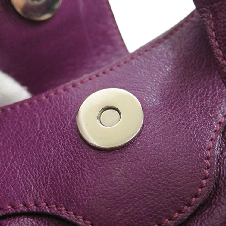 Pre Owned Salvatore Ferragamo Purple Leather Marisa Shoulder Bag