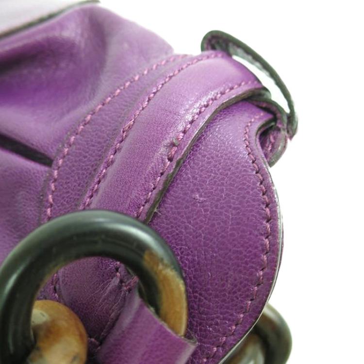 Pre Owned Salvatore Ferragamo Purple Leather Marisa Shoulder Bag