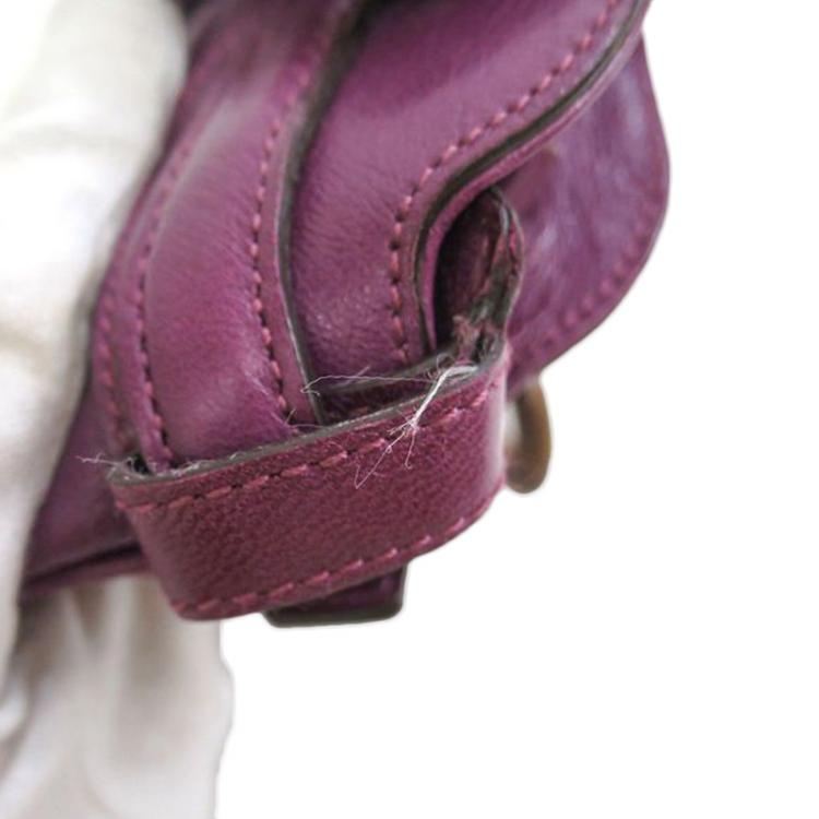 Pre Owned Salvatore Ferragamo Purple Leather Marisa Shoulder Bag