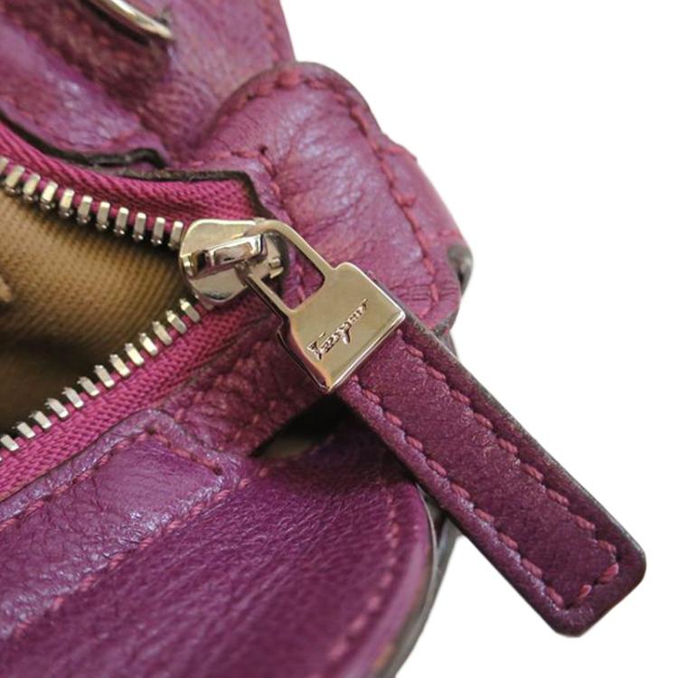 Pre Owned Salvatore Ferragamo Purple Leather Marisa Shoulder Bag