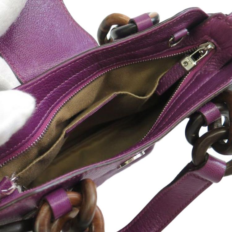 Pre Owned Salvatore Ferragamo Purple Leather Marisa Shoulder Bag