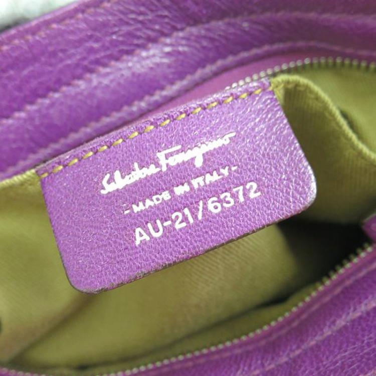 Pre Owned Salvatore Ferragamo Purple Leather Marisa Shoulder Bag