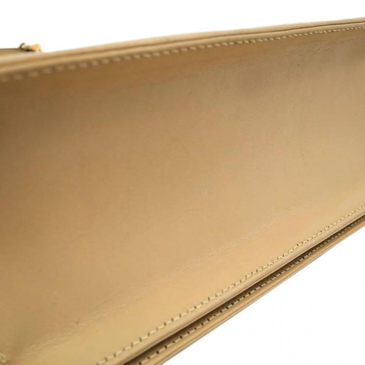 Pre Owned Salvatore Ferragamo Beige Leather Gancini Shoulder Bag