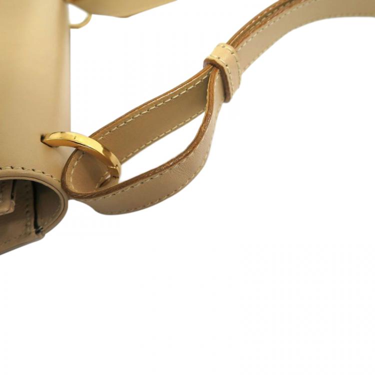 Pre Owned Salvatore Ferragamo Beige Leather Gancini Shoulder Bag