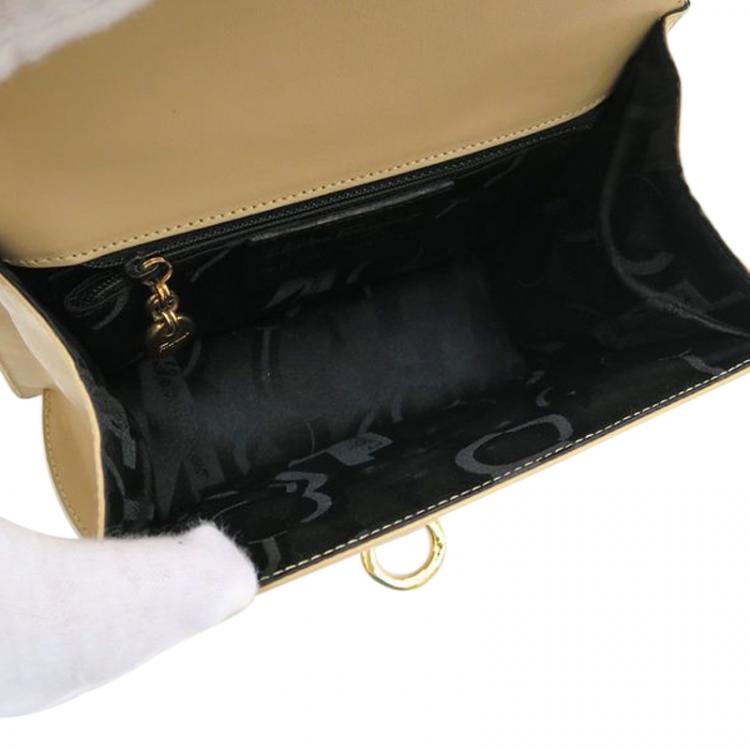 Pre Owned Salvatore Ferragamo Beige Leather Gancini Shoulder Bag