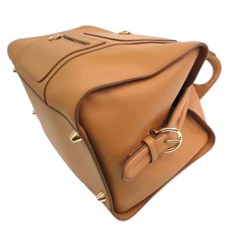 Pre Owned Salvatore Ferragamo Brown Leather Bowling Bag