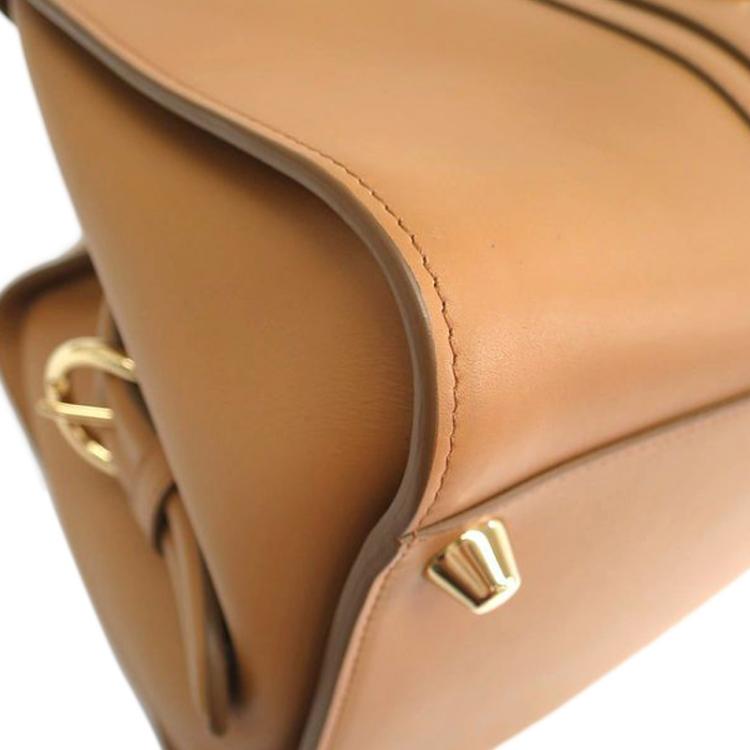 Pre Owned Salvatore Ferragamo Brown Leather Bowling Bag