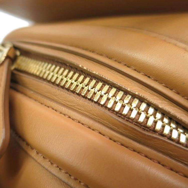 Pre Owned Salvatore Ferragamo Brown Leather Bowling Bag