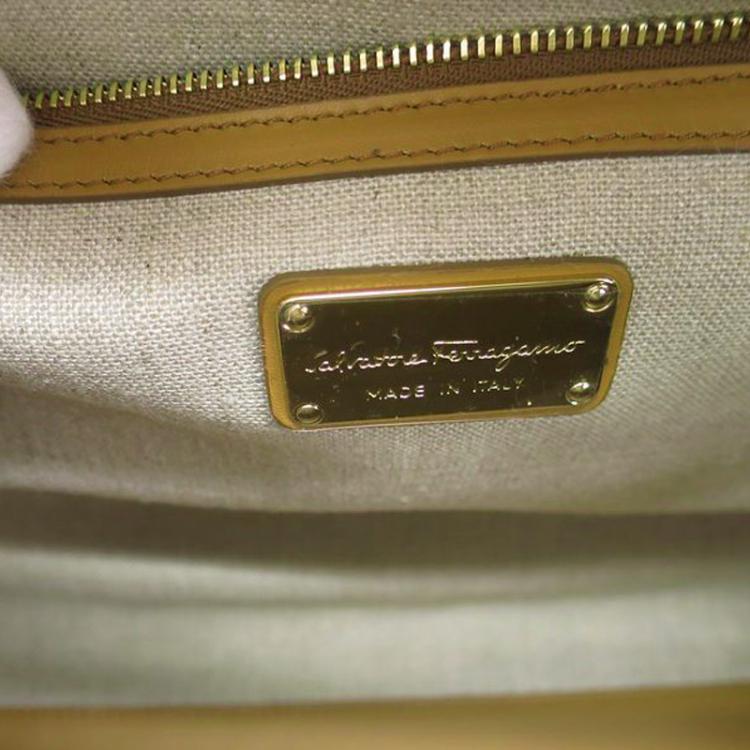 Pre Owned Salvatore Ferragamo Brown Leather Bowling Bag