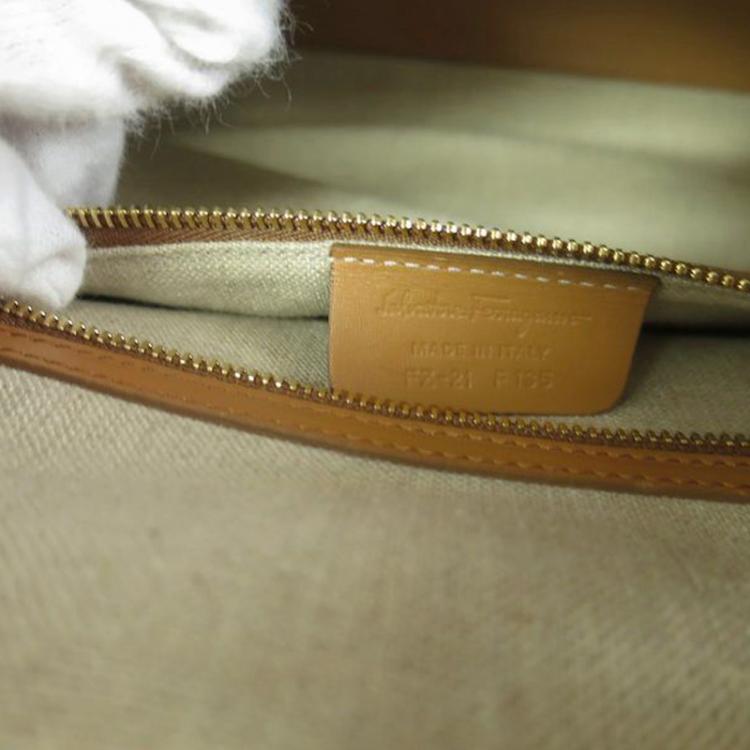 Pre Owned Salvatore Ferragamo Brown Leather Bowling Bag
