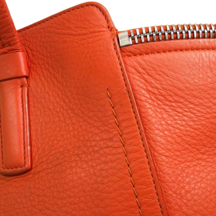 Pre Owned Salvatore Ferragamo Orange Calf Leather Verve Tote