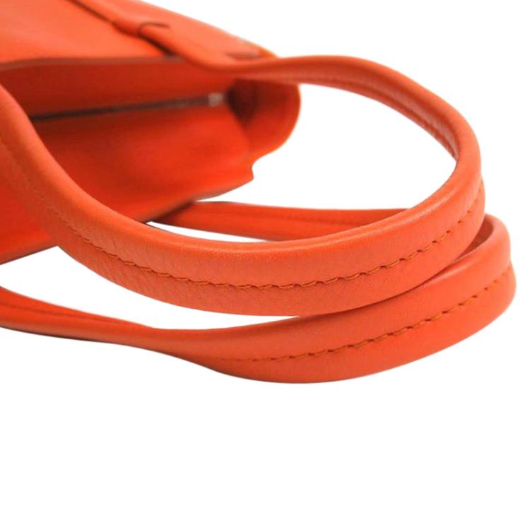Pre Owned Salvatore Ferragamo Orange Calf Leather Verve Tote
