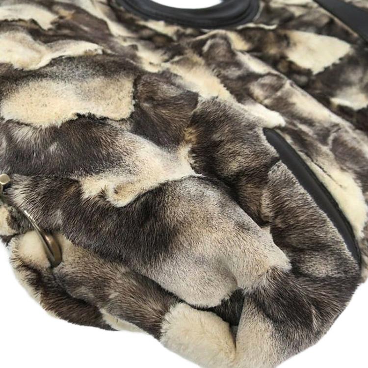 Pre Owned Salvatore Ferragamo White/Brown Fur Fiammetta Tote