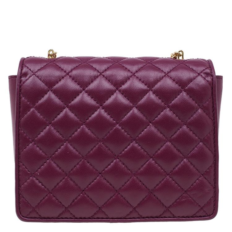 Pre Owned Salvatore Ferragamo Burgundy Quilted Leather Ginny Shoulder Bag