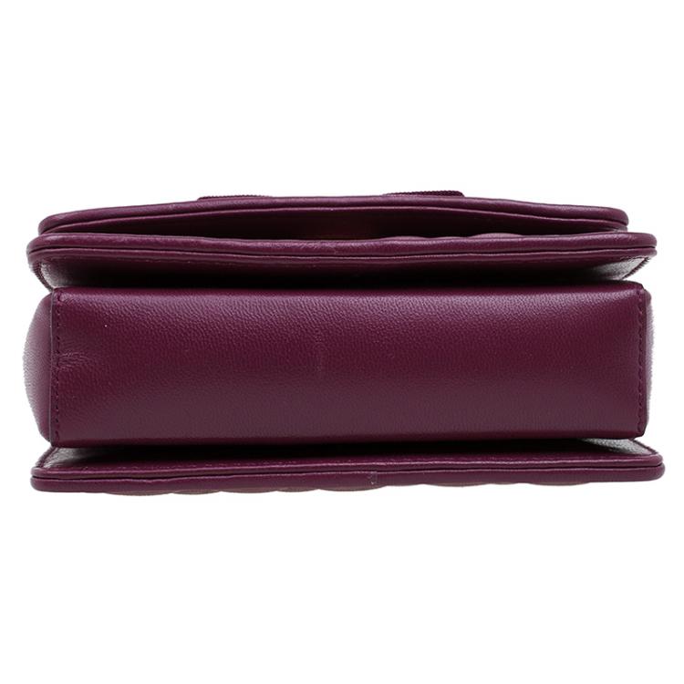 Pre Owned Salvatore Ferragamo Burgundy Quilted Leather Ginny Shoulder Bag