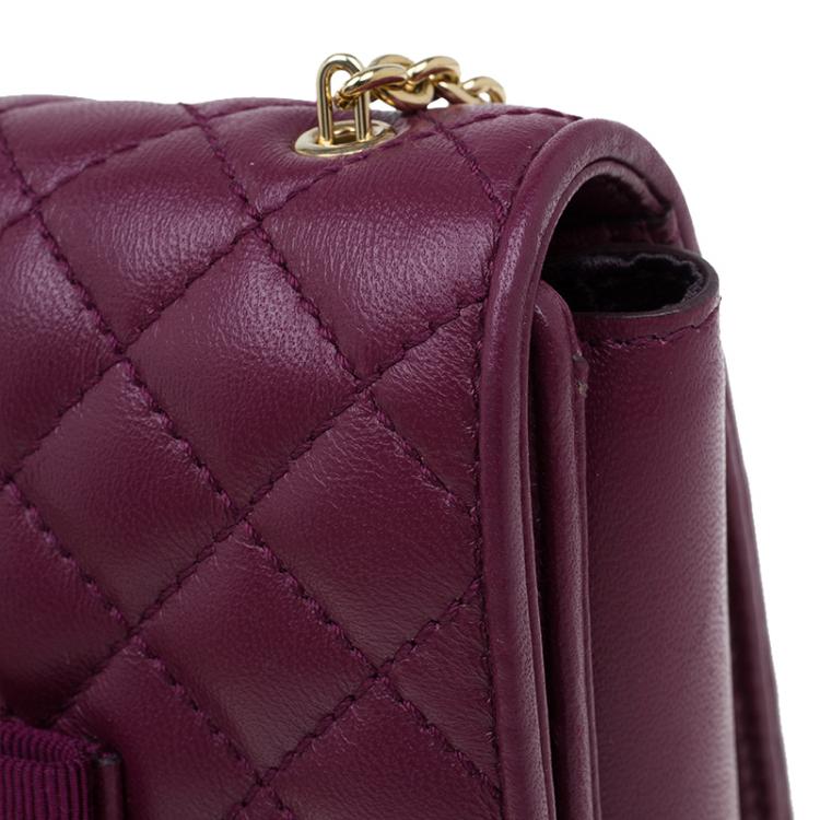 Pre Owned Salvatore Ferragamo Burgundy Quilted Leather Ginny Shoulder Bag