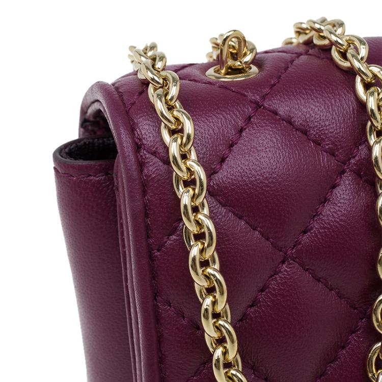 Pre Owned Salvatore Ferragamo Burgundy Quilted Leather Ginny Shoulder Bag