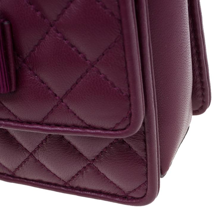 Pre Owned Salvatore Ferragamo Burgundy Quilted Leather Ginny Shoulder Bag