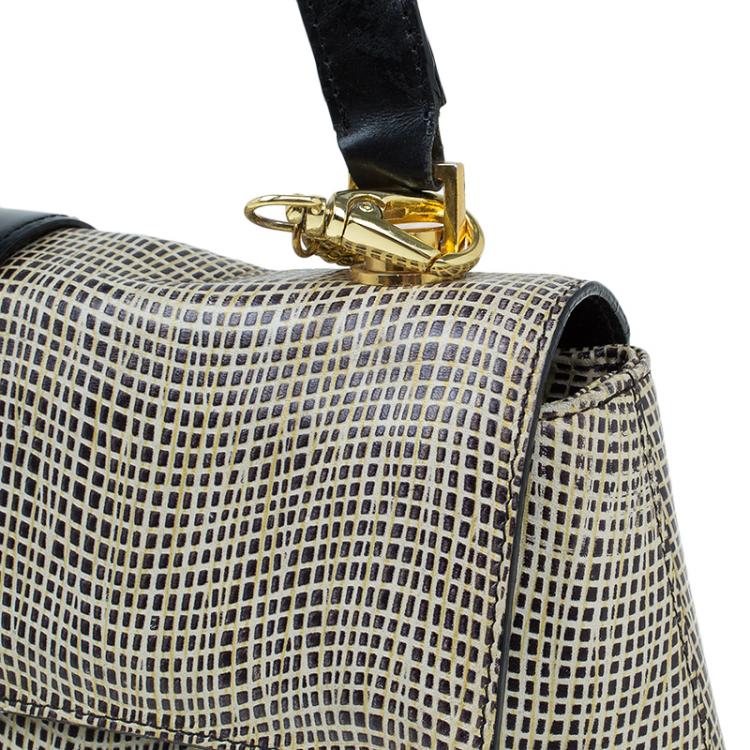 مملوكة مسبقًا Salvatore Ferragamo Bi Color Embossed Leather Gancini Shoulder Bag