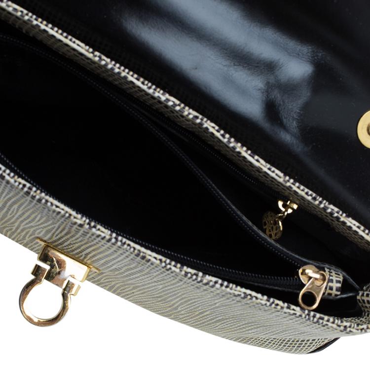 مملوكة مسبقًا Salvatore Ferragamo Bi Color Embossed Leather Gancini Shoulder Bag