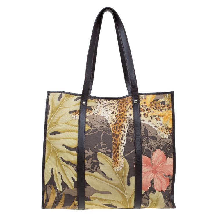 Pre Owned Salvatore Ferragamo Multicolor Printed Canvas and Leather Tote