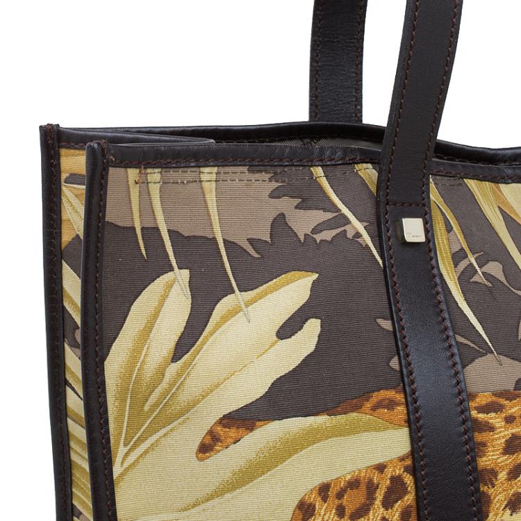Pre Owned Salvatore Ferragamo Multicolor Printed Canvas and Leather Tote